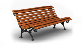 iron bench with wooden seat