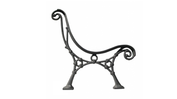 side view of iron cast outdoor bench