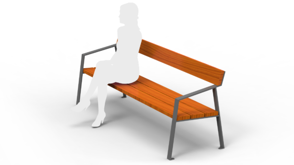 park bench with a backrest with a silhouette of a person