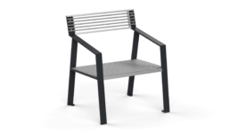 metal street bench with backrest