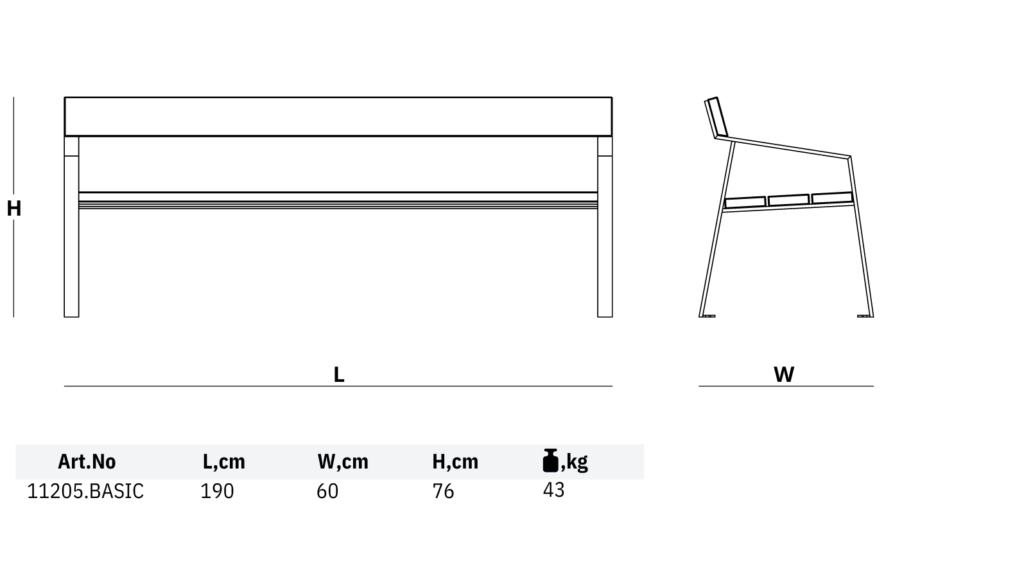 11205 basic dimensions park bench dimensions