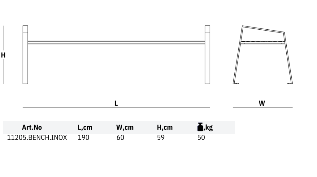 11205 bench inox dimensions street bench carbon and stainless steel