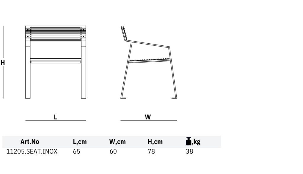 11205 seat inox dimensions street bench