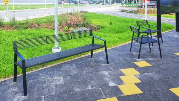 carbon steel outdoor seats and park benches in the park