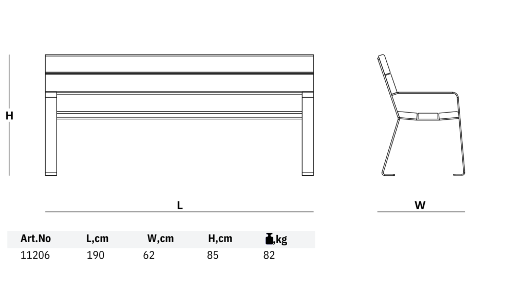 11206 park bench dimensions