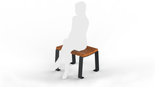 small outdoor bench with a human silhouette