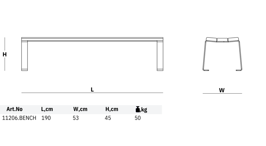 11206 bench dimensions with metal frame and wood seat