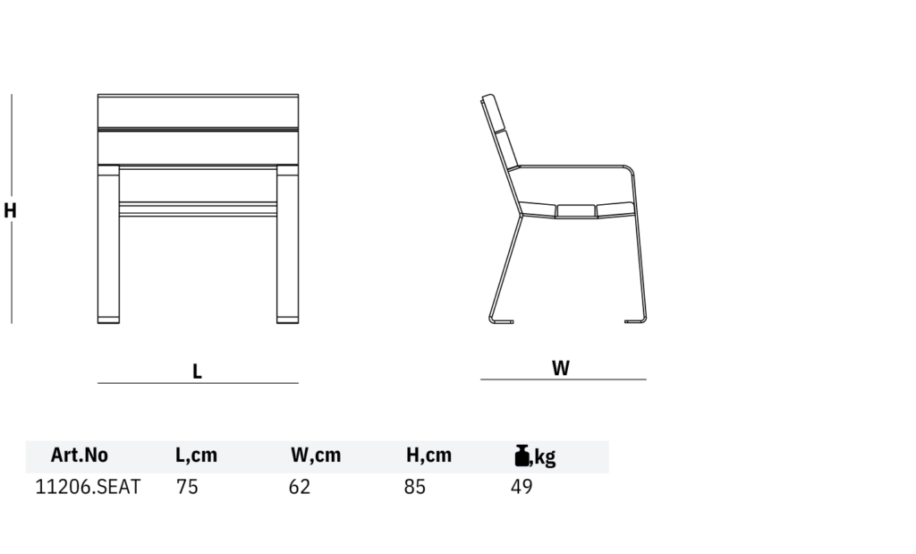 11206 seat outdoor bench chair dimensions