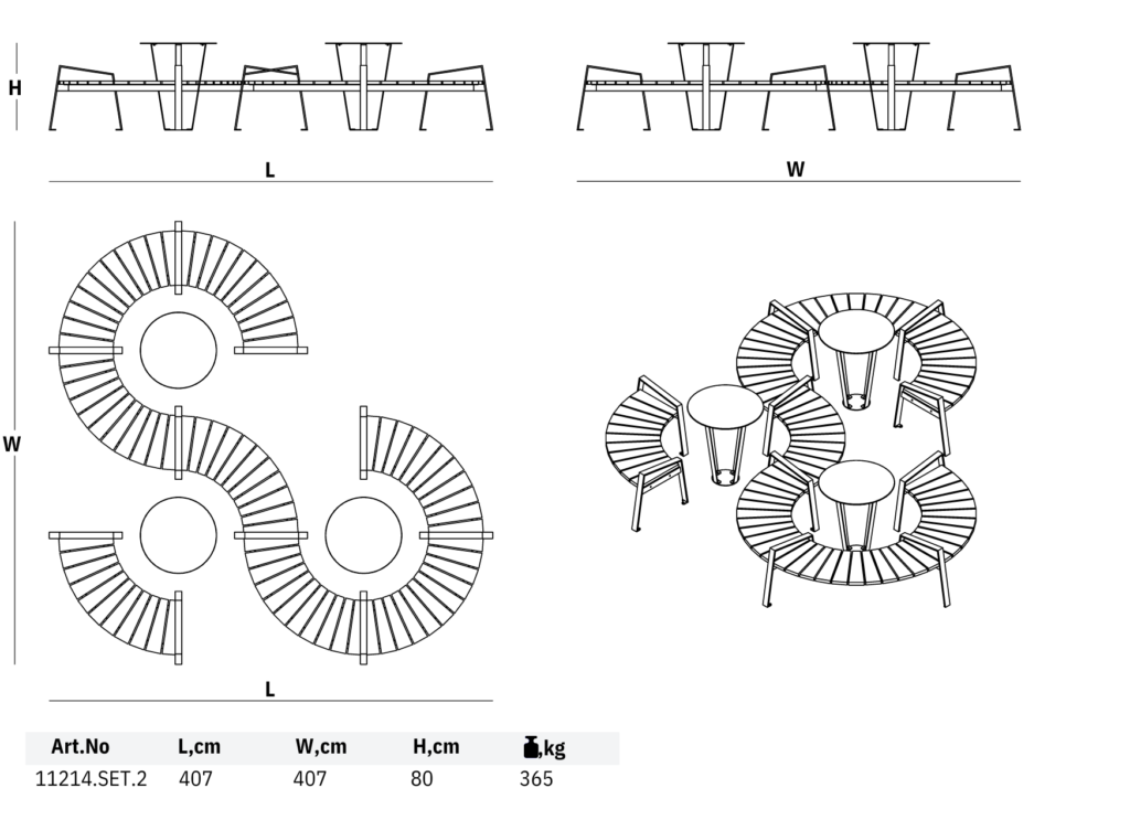 11214 set 2 dimensions outdoor seating