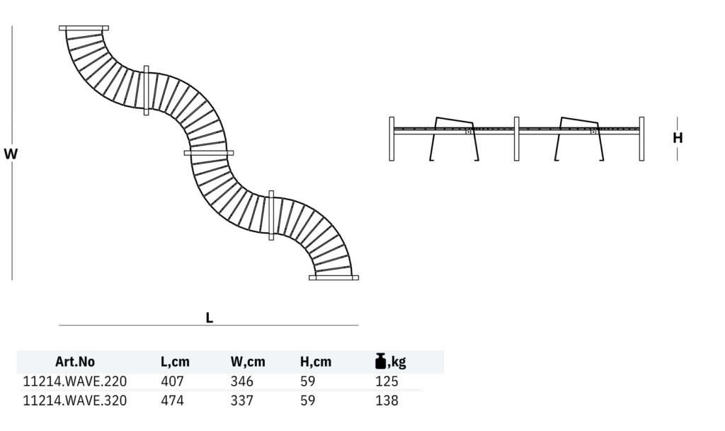 11214 wave 220 and 320 model dimensions park benches