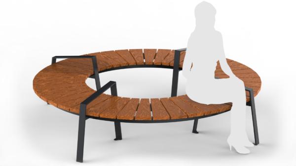 round shaped picnic bench with human silhouette