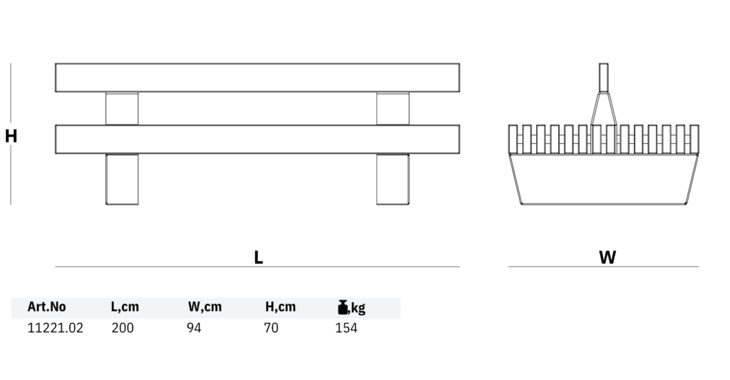 11221.02 bench with backrest dimensions