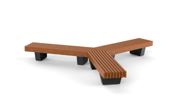 2m long wooden seat park bench with steel legs