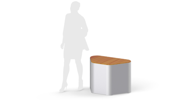 backless seat outdoor bench with human silhouette