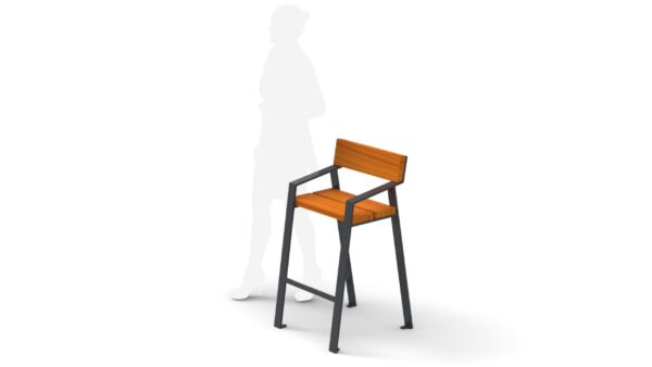 metal wood bar bench with a human silhouette