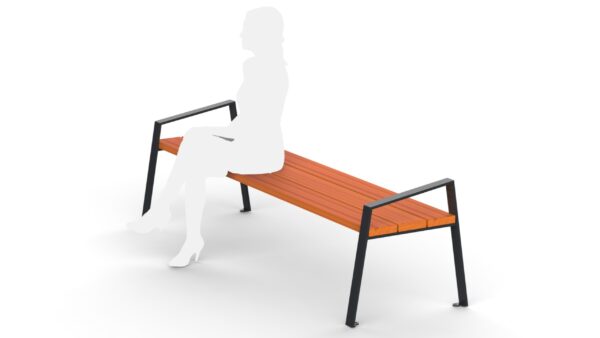 park bench from wood with a human silhouette