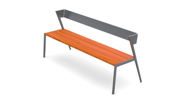 Modern stylish steel bench with backrest