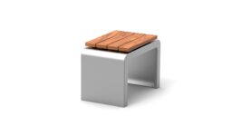 stylish outdoor chair with wooden seat and metal frame