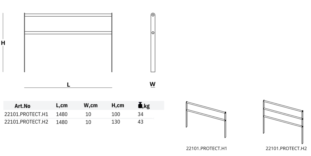 22101 PROTECT sidewalk barrier dimensions