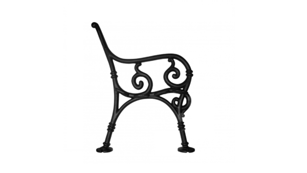 side view of iron bench