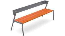 park bench with steel frame and wooden seat