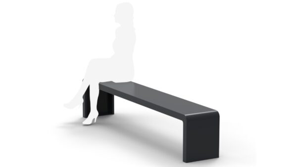 steel park bench with human silhouette