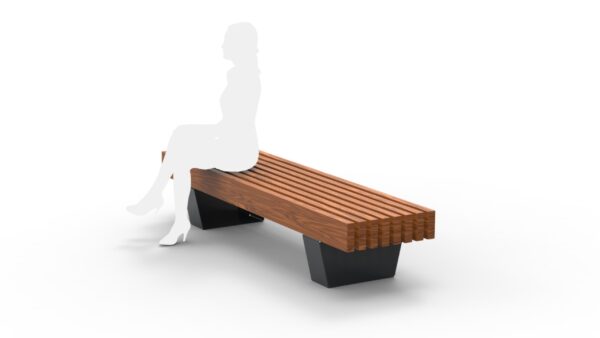 park bench with massive wooden plank seating