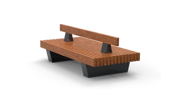 Bench with massive wooden plank seating