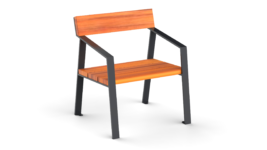 seating benches with a backrest from wood and metal