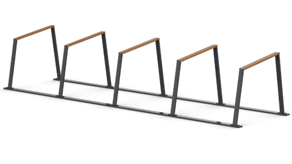 block of 5 racks bycicle stand with wood slats