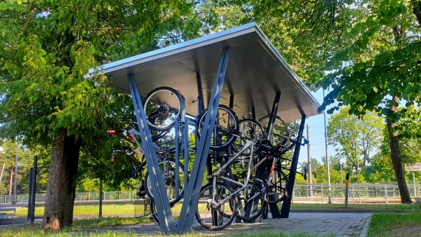 Bicycle storage shelters with bikes