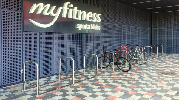 Bike holders near the shopping center