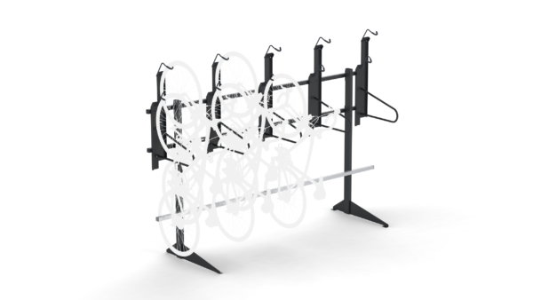 Bike parking rack with several bicycle silhouettes