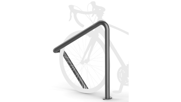 steel bike stand with a bicycle silhouette