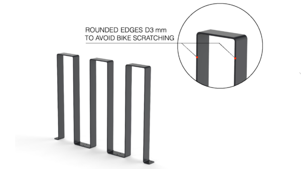 Bike storage with rounded edges