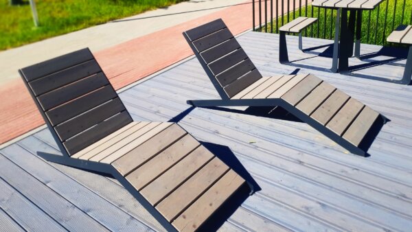 Deck chairs in garden