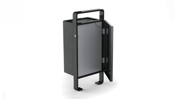 garbage bin with lockable doors