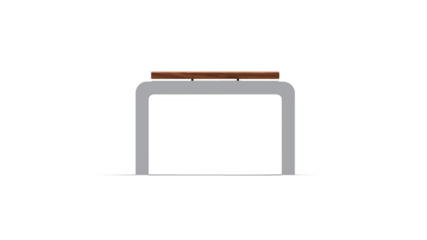 counter view of metal bench seat with wooden seat