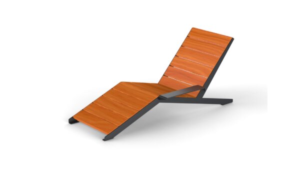 Lounger from wooden planks  with a handrest