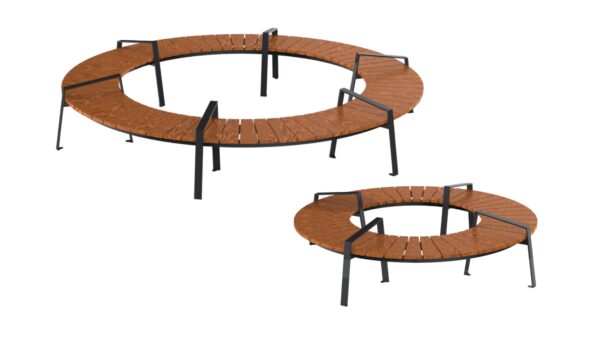 round shaped outdoor benches without backrest