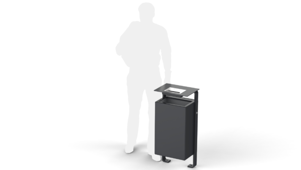 metal outdoor litter bin with human silhouette