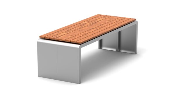 outdoor picnic table from wooden surface and steel legs