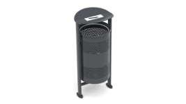 Outdoor trash bin with lid