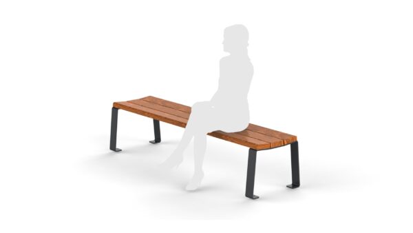 Contemporary style bench with wooden planks for seat