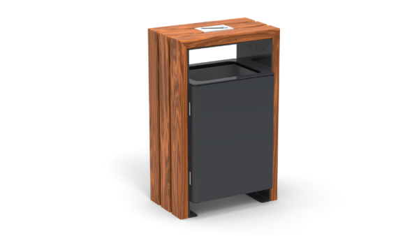 outdoor trash bin from metal and wood