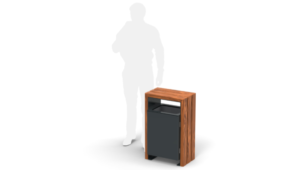 outdoor trash can with human silhouette