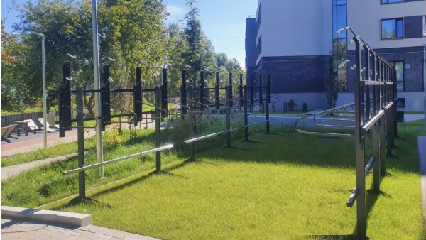 vertically placed bicycle storage in the outdoor space